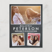 おもしろいよくはしゃぐと結婚発表 – Chalkboard 案内ポストカード (正面)