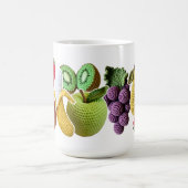 おもしろいよくはしゃぐクロシェ果実コラージュスクラップブック コーヒーマグカップ (中央)