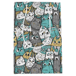 おもしろいよくはしゃぐ猫 ミディアムペーパーバッグ