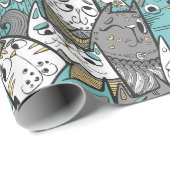 おもしろいよくはしゃぐ猫 ラッピングペーパー (ロールコーナー)