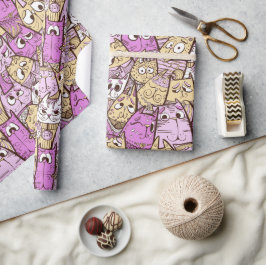 おもしろいよくはしゃぐ猫 ラッピングペーパー