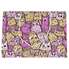 おもしろいよくはしゃぐ猫 ラージペーパーバッグ