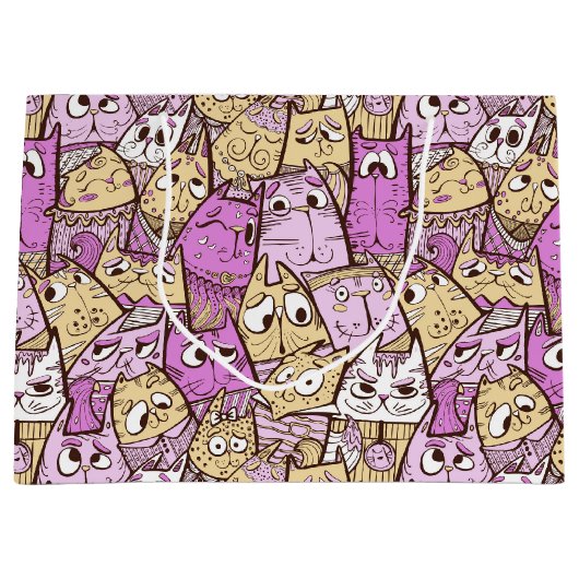 おもしろいよくはしゃぐ猫 ラージペーパーバッグ (正面)