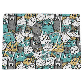 おもしろいよくはしゃぐ猫 ラージペーパーバッグ