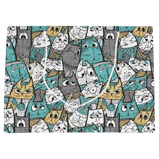 おもしろいよくはしゃぐ猫 ラージペーパーバッグ (正面)