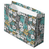 おもしろいよくはしゃぐ猫 ラージペーパーバッグ (正面アングル)