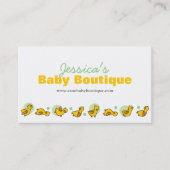 おもしろいよくはしゃぐ黄ダッキー(アヒルちゃん)と緑水玉模様 名刺 (正面)