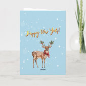 おもしろいよく身を包んだ水色トナカイ カード (裏面)