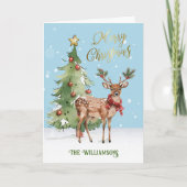 おもしろいよく身を包んだ水色トナカイ カード (正面)