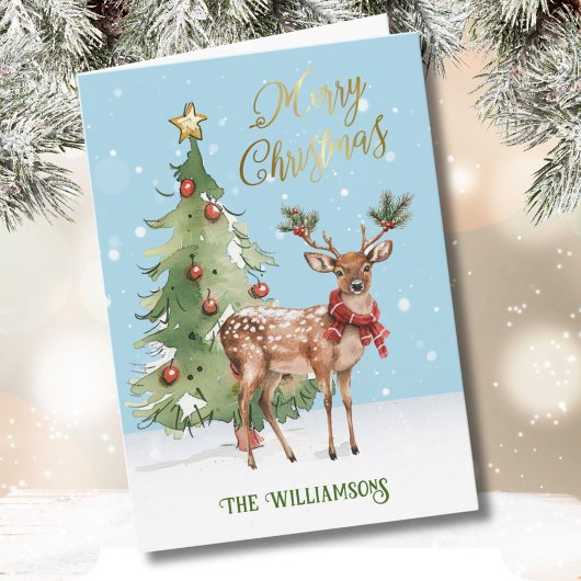 おもしろいよく身を包んだ水色トナカイ カード