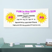 おもしろいをサングラカッコいいス姿で太陽光に 横断幕 (トレードショー)