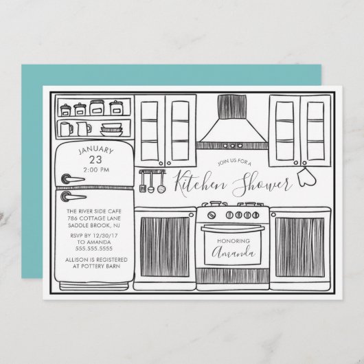おもしろいをストックするキッチンシャワー招待状 招待状 (正面/裏面)