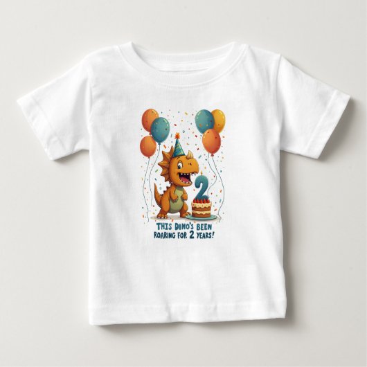 おもしろいをテーマにした2回目の誕生日 ベビーTシャツ (正面)