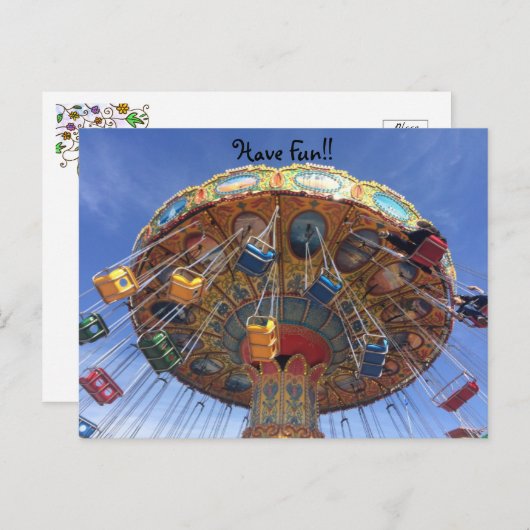 おもしろいをヴィンテージ回転木馬はがきに配置 ポストカード (正面/裏面)
