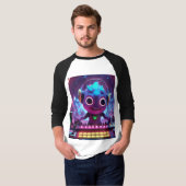おもしろいを愛するかわいい怪獣のキャラクター Tシャツ (正面フル)