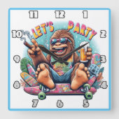 おもしろいを愛す祝るゴリラのスケートボード スクエア壁時計 (正面)