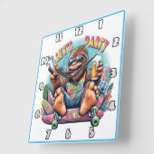 おもしろいを愛す祝るゴリラのスケートボード スクエア壁時計 (傾斜)