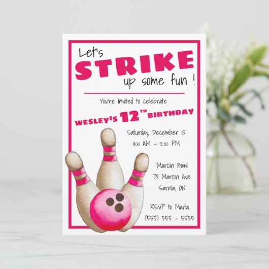 おもしろいを打ち上げよう!ボーリング誕生会 招待状 (スタンド正面)