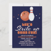 おもしろいを打ち上げよう！ボーリング誕生日 招待状 (正面)