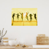 おもしろいを持つ遊子供とそのビーチ ポスター (キッチン)