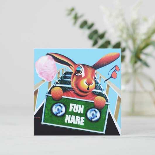 おもしろいを有するジェットコースターの野生のウサギ カード (スタンド正面)