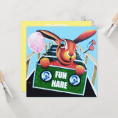 おもしろいを有するジェットコースターの野生のウサギ カード (正面/裏面インサイチュ)