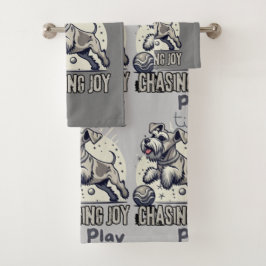 おもしろいを追う：ハッピーグレイ犬の行動 バスタオルセット