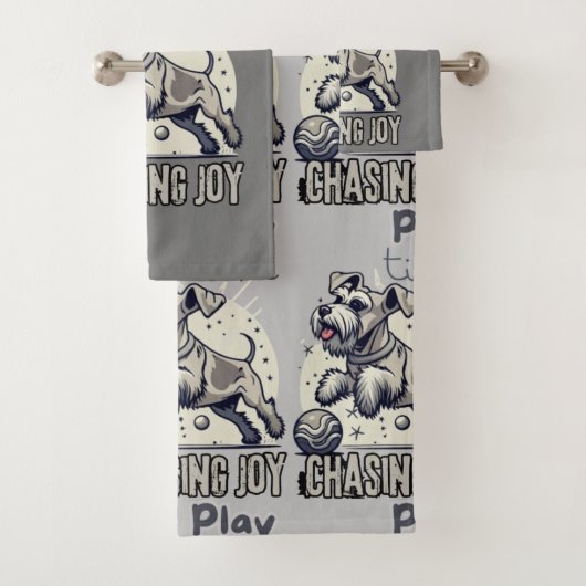 おもしろいを追う：ハッピーグレイ犬の行動 バスタオルセット (インサイチュ)