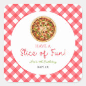 おもしろいを!ピザ誕生日パーティー スクエアシール (正面)
