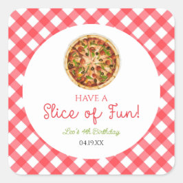 おもしろいを！ピザ誕生日パーティー スクエアシール