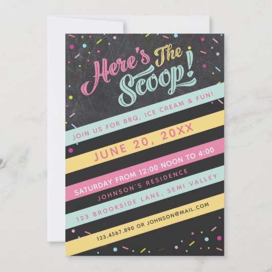 おもしろいアイスクリームカート写真の誕生日パーティーへの招待 招待状 (裏面)