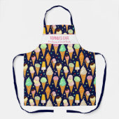 おもしろいアイスクリームコーンパターンキュート名前をカスタムする文字 エプロン (正面)