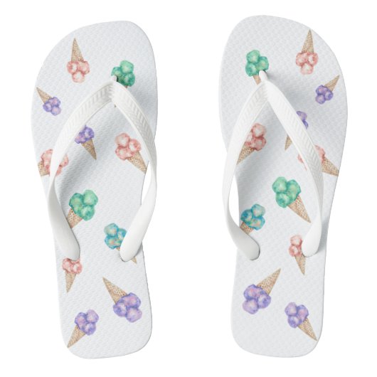 おもしろいアイスクリームサマーパーティーの好意ビーチサンダル ビーチサンダル (フットベッド)