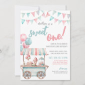 おもしろいアイスクリームサマー1歳パーティー 招待状 (正面)