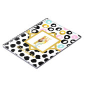 おもしろいアイスクリームサンデーブラックピンクモノグラムガールズ ノートブック (左側)