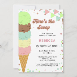 おもしろいアイスクリームパーティー誕生日招待 招待状