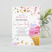 おもしろいアイスクリームパーティー誕生日招待 招待状 (スタンド正面)