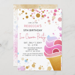 おもしろいアイスクリームパーティー誕生日招待 招待状