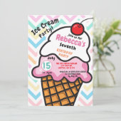 おもしろいアイスクリームパーティー誕生日招待 招待状 (スタンド正面)