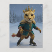 おもしろいアイススケートの猫の王様 ポストカード (正面)