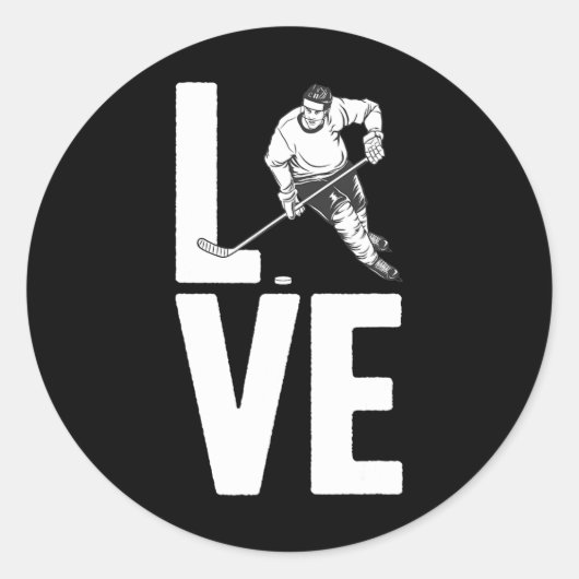 おもしろいアイスホッケーアート女子男性へスポーツアイスホッケー ラウンドシール (正面)