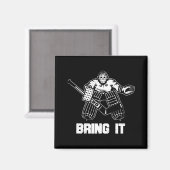 おもしろいアイスホッケープレイヤーギフトゴアリーアパレルグラフィック マグネット (正面/裏面)