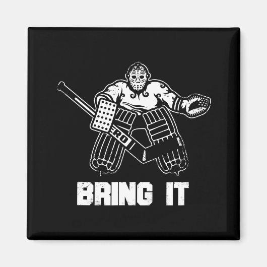 おもしろいアイスホッケープレイヤーギフトゴアリーアパレルグラフィック マグネット (正面)