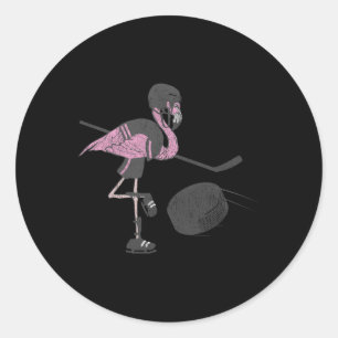 おもしろいアイスホッケー – Flamingo Hockey Player ラウンドシール