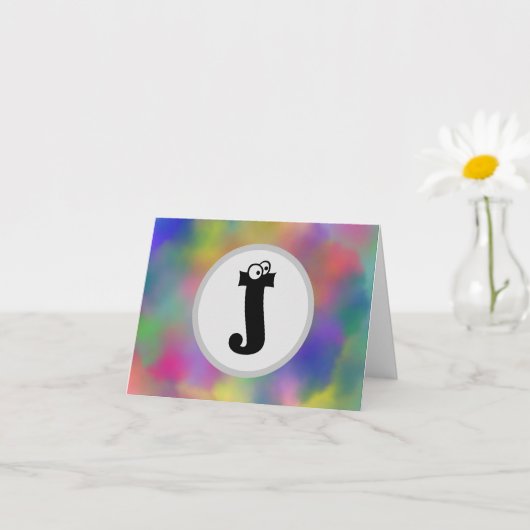 おもしろいアイズモノグラムノートカーカラフルド カード (小さな植物)
