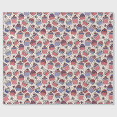 おもしろいアイボリー7月4日愛国的なカップケーキ ラッピングペーパー (フラット)