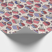 おもしろいアイボリー7月4日愛国的なカップケーキ ラッピングペーパー (角)