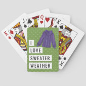 おもしろいアイラブセーターウェザーホワイト水玉模様グリーン トランプ (裏面)