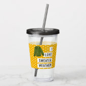 おもしろいアイラブセーターウェザーホワイト水玉模様金ゴールドA アクリルタンブラー (裏面)