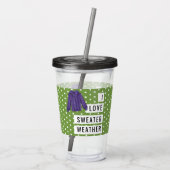 おもしろいアイラブセーターウェザーホワイト水玉模様 アクリルタンブラー (裏面)
